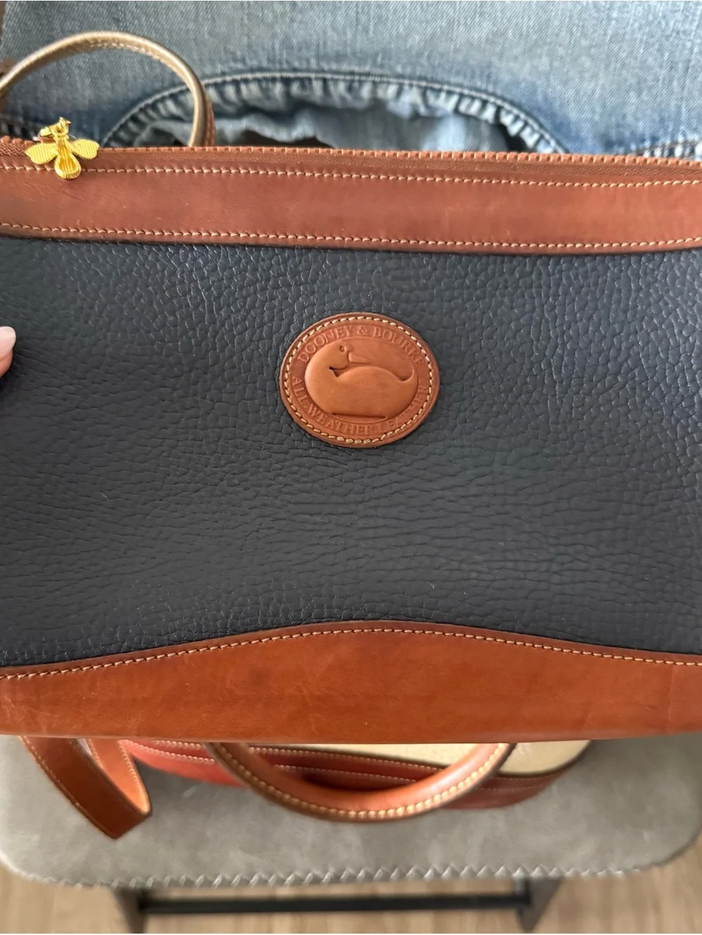 Dooney & Bourke Black and Brown Pebbled Leather Briefcase